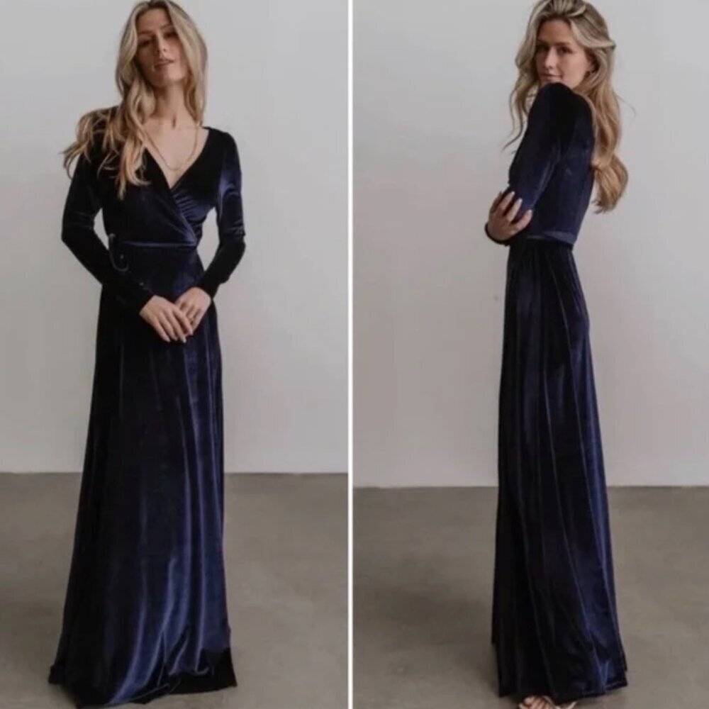 Baltic Born Esmerelda a Black Velvet Wrap Maxi Dress Sz Large